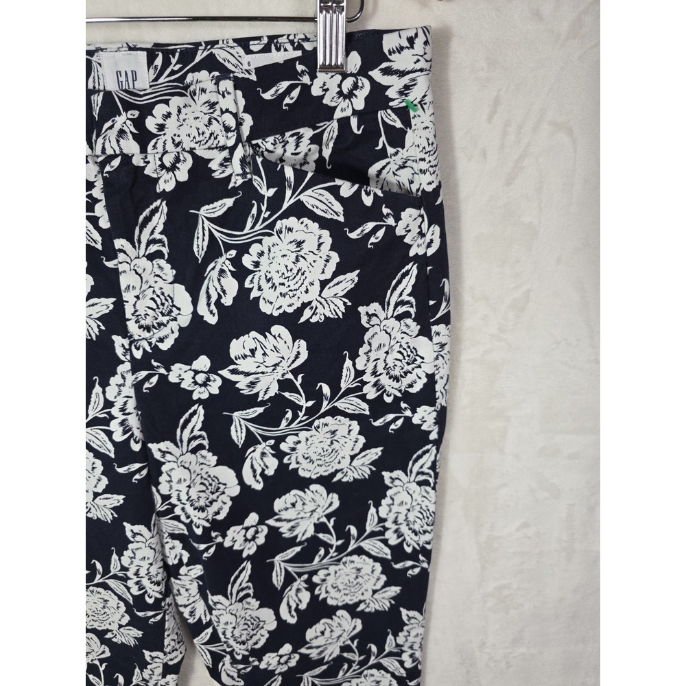GAP Signature Skinny Ankle Khaki Floral Pants Women's Size 6 Navy White Stretch - Picture 6 of 12